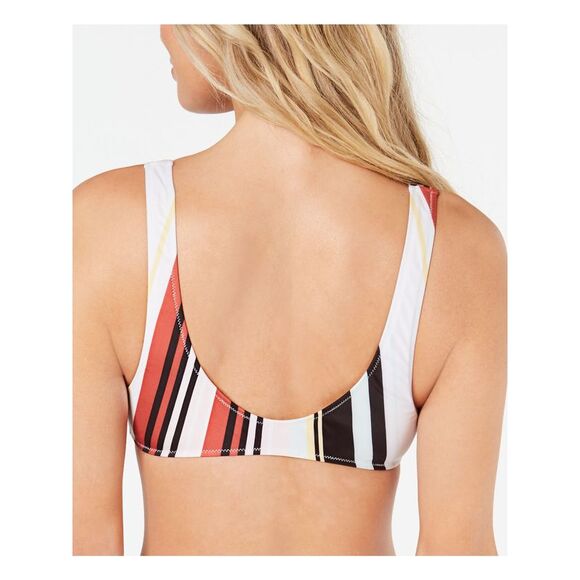 VOLCOM Women's Multi Color Colorblocked Stripe Earn Ur Stripes Swimsuit Top M - Picture 2 of 3